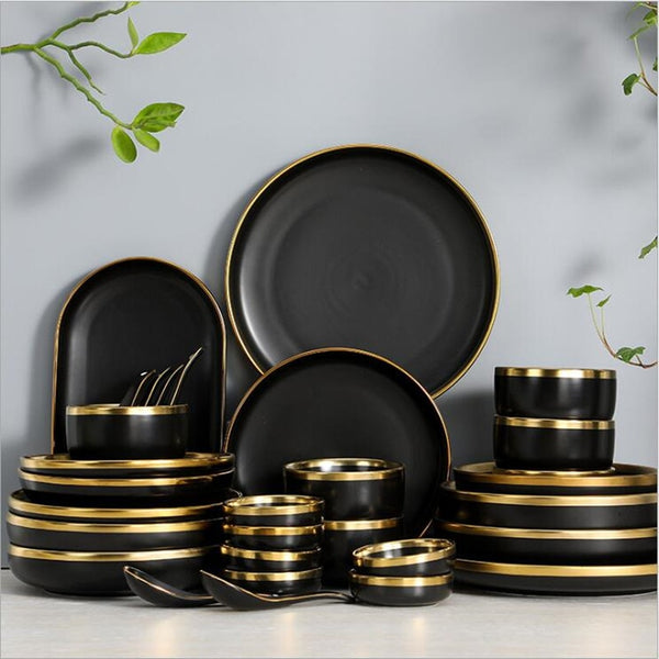 Black Porcelain Dinnerware Set