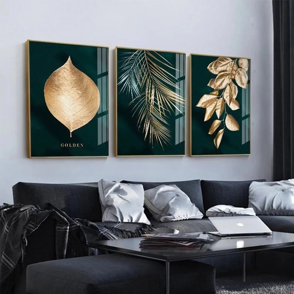 Golden Leaf Art on Canvas